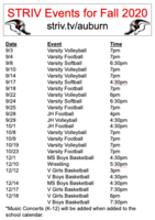 STRIV Events for Fall 2020