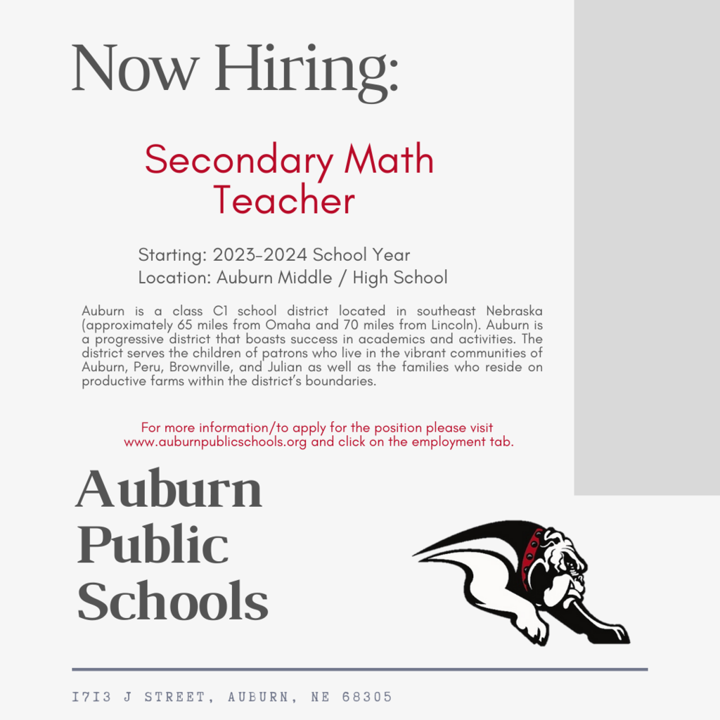 Now Hiring : Secondary Math Teacher