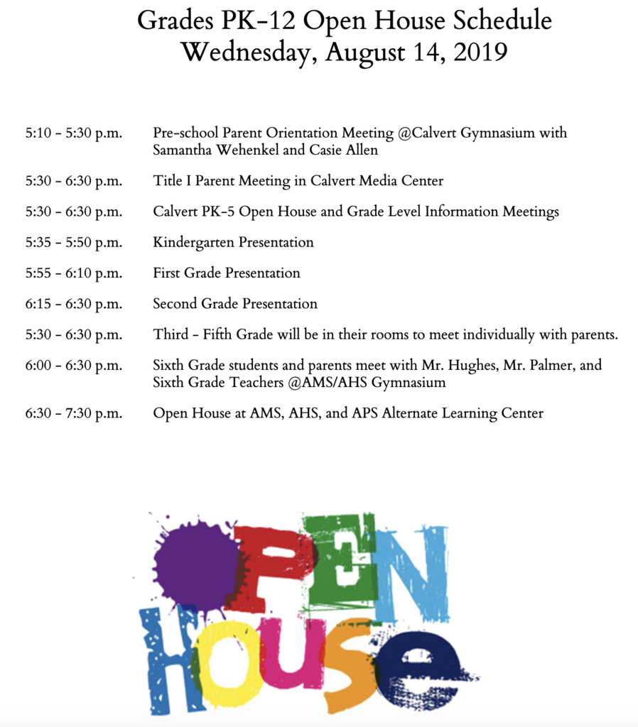 Open House Schedule